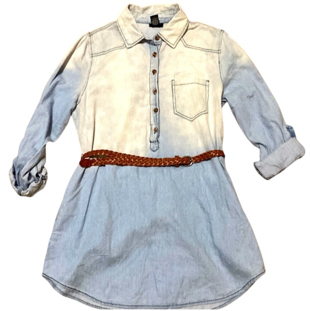 Rue21 Light Denim Look Belted Dress Medium
